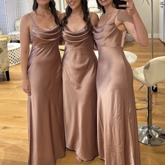 Revelry Skye Satin Dress in Rose Quartz - Picture 1 of 1